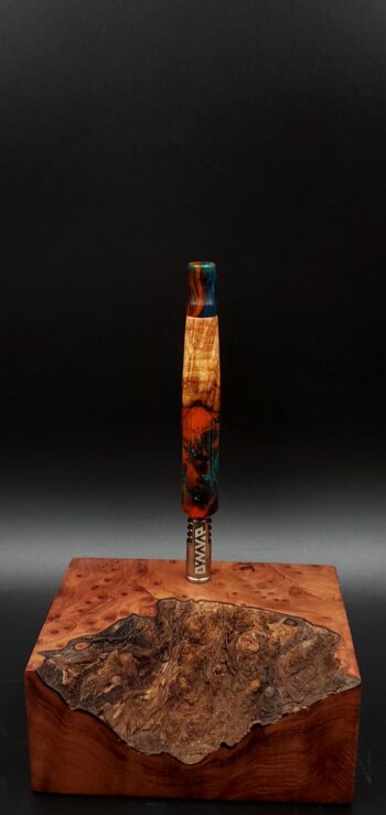 This image portrays Cosmic/Twisted Burl Series XL Hybrid-Dynavap Stem/Midsection by Dovetail Woodwork.