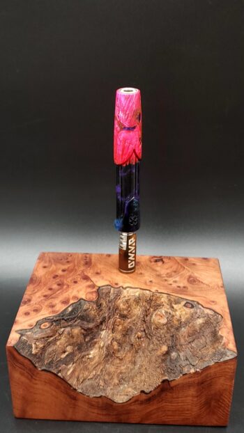 This image portrays Cosmic/Twisted Burl Series XL Hybrid-Dynavap Stem/Midsection by Dovetail Woodwork.