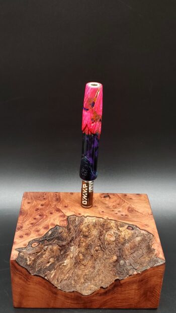 This image portrays Cosmic/Twisted Burl Series XL Hybrid-Dynavap Stem/Midsection by Dovetail Woodwork.