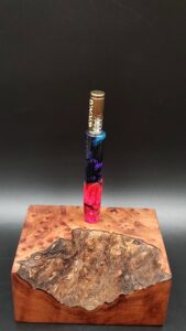 This image portrays Cosmic/Twisted Burl Series XL Hybrid-Dynavap Stem/Midsection by Dovetail Woodwork.