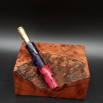 This image portrays Cosmic/Twisted Burl Series XL Hybrid-Dynavap Stem/Midsection by Dovetail Woodwork.