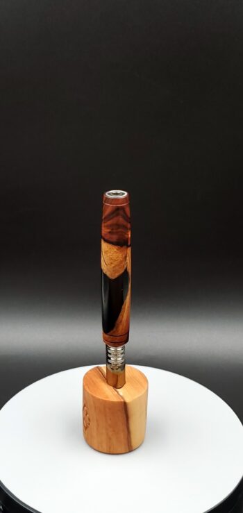 This image portrays Rare Cocobolo Burl XL Hybrid-Dynavap Stem/Midsection by Dovetail Woodwork.