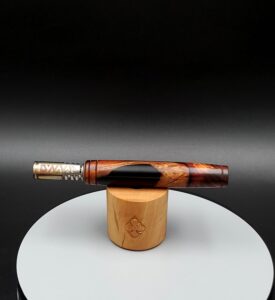 This image portrays Rare Cocobolo Burl XL Hybrid-Dynavap Stem/Midsection by Dovetail Woodwork.