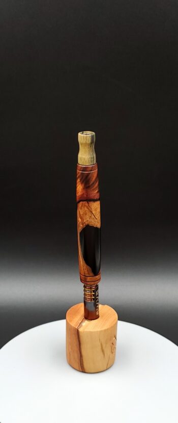 This image portrays Rare Cocobolo Burl XL Hybrid-Dynavap Stem/Midsection by Dovetail Woodwork.