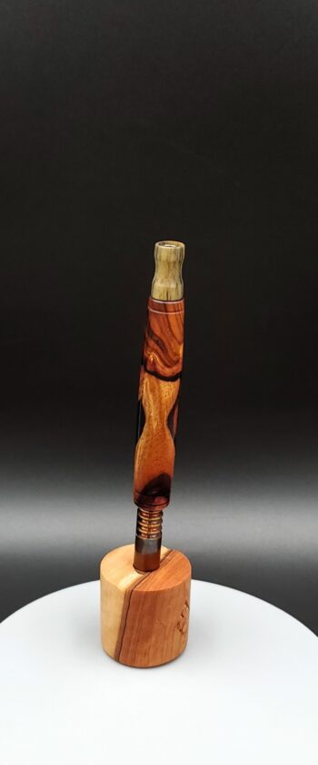 This image portrays Rare Cocobolo Burl XL Hybrid-Dynavap Stem/Midsection by Dovetail Woodwork.