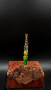 This image portrays Cosmic/Twisted Burl Series XL-Dynavap Stem/Midsection by Dovetail Woodwork.