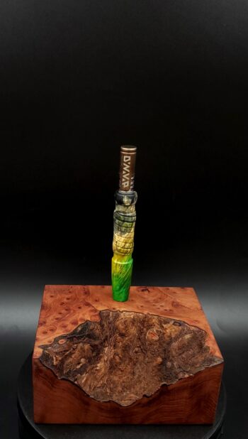 This image portrays Cosmic/Twisted Burl Series XL-Dynavap Stem/Midsection by Dovetail Woodwork.