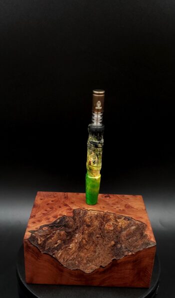 This image portrays Cosmic/Twisted Burl Series XL-Dynavap Stem/Midsection by Dovetail Woodwork.