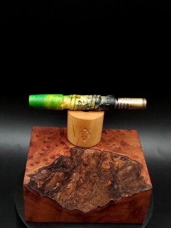 This image portrays Cosmic/Twisted Burl Series XL-Dynavap Stem/Midsection by Dovetail Woodwork.