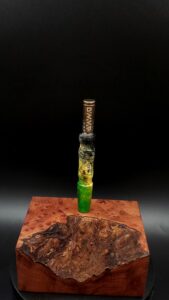 This image portrays Cosmic/Twisted Burl Series XL-Dynavap Stem/Midsection by Dovetail Woodwork.