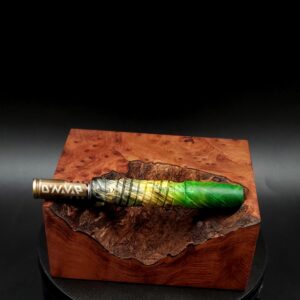 This image portrays Cosmic/Twisted Burl Series XL-Dynavap Stem/Midsection by Dovetail Woodwork.