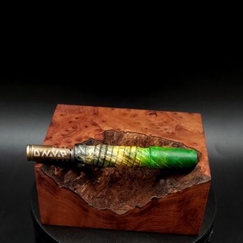 This image portrays Cosmic/Twisted Burl Series XL-Dynavap Stem/Midsection by Dovetail Woodwork.