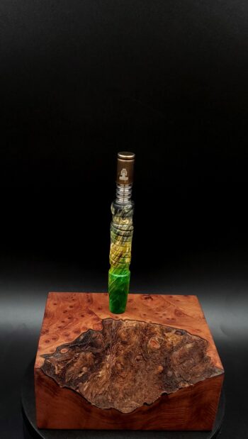 This image portrays Cosmic/Twisted Burl Series XL-Dynavap Stem/Midsection by Dovetail Woodwork.