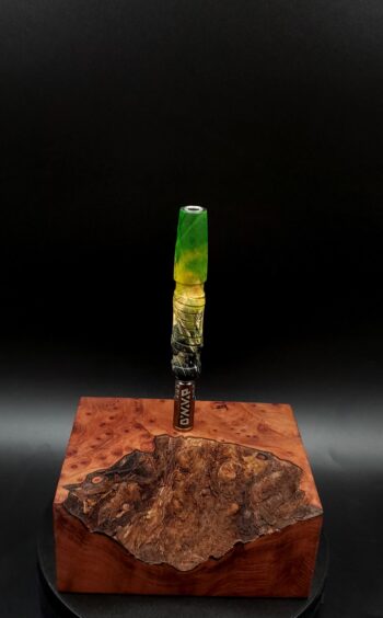 This image portrays Cosmic/Twisted Burl Series XL-Dynavap Stem/Midsection by Dovetail Woodwork.