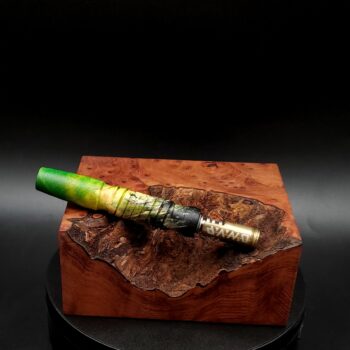 This image portrays Cosmic/Twisted Burl Series XL-Dynavap Stem/Midsection by Dovetail Woodwork.