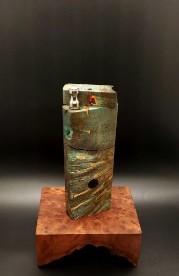 This image portrays Cosmic Burl-Live Edge-XL Dynavap Stash Case by Dovetail Woodwork.