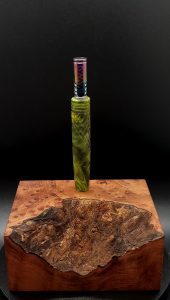 This image portrays Diamond Back Cosmic Burl Series XL-Dynavap Stem/Midsection by Dovetail Woodwork.