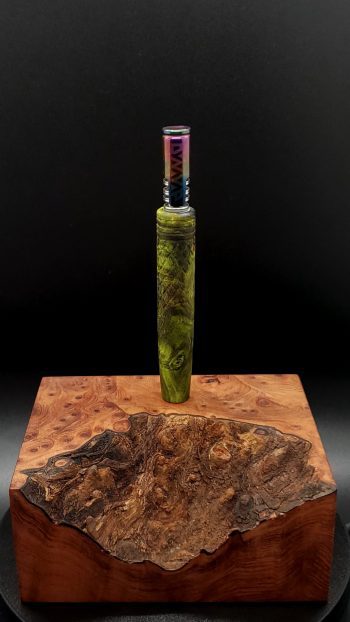 This image portrays Diamond Back Cosmic Burl Series XL-Dynavap Stem/Midsection by Dovetail Woodwork.