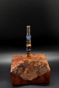 This image portrays Luminescent Galactic Burl XL Hybrid-Dynavap Stem by Dovetail Woodwork.