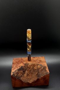 This image portrays Luminescent Galactic Burl XL Hybrid-Dynavap Stem by Dovetail Woodwork.