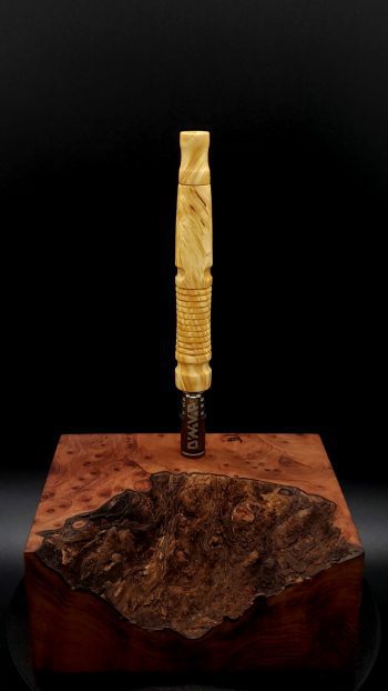 This image portrays Twisted Stems Series-Select Box Elder Burl-XL Dynavap Stem by Dovetail Woodwork.