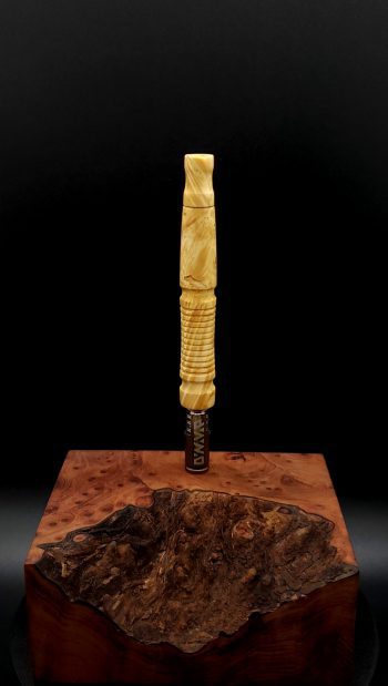 This image portrays Twisted Stems Series-Select Box Elder Burl-XL Dynavap Stem by Dovetail Woodwork.