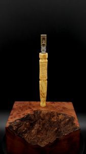 This image portrays Twisted Stems Series-Select Box Elder Burl-XL Dynavap Stem by Dovetail Woodwork.