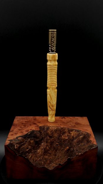 This image portrays Twisted Stems Series-Select Box Elder Burl-XL Dynavap Stem by Dovetail Woodwork.