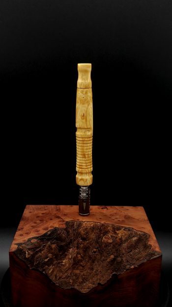 This image portrays Twisted Stems Series-Select Box Elder Burl-XL Dynavap Stem by Dovetail Woodwork.