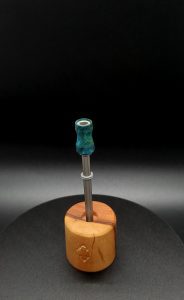 This image portrays Dynavap Spinning Mouthpiece-Aqua Cosmic Burl by Dovetail Woodwork.