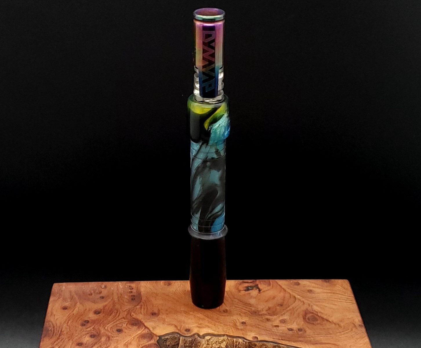 This image portrays Cosmic/Twisted Series XL-Dynavap Stem by Dovetail Woodwork.