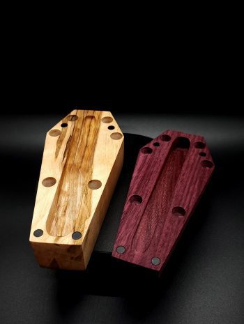 This image portrays Dynavap Coffin Case-Purpleheart/Ambrosia Maple by Dovetail Woodwork.