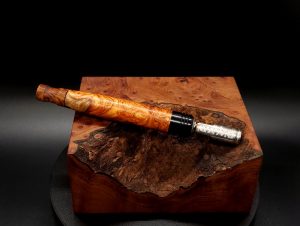 This image portrays High Class Burl XL Hybrid-Dynavap Stem-Amboyna Burl by Dovetail Woodwork.