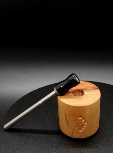 This image portrays Dynavap Spinning Mouthpiece-Black Resin by Dovetail Woodwork.