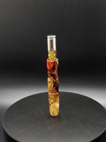 This image portrays Halloween Special-Buckeye Burl Hybrid-XL Dynavap Stem by Dovetail Woodwork.