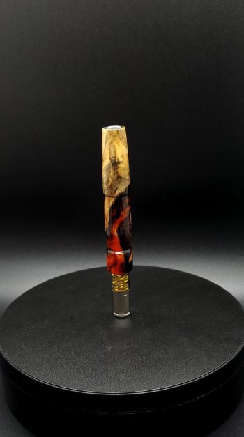 This image portrays Halloween Special-Buckeye Burl Hybrid-XL Dynavap Stem by Dovetail Woodwork.