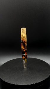 This image portrays Halloween Special-Buckeye Burl Hybrid-XL Dynavap Stem by Dovetail Woodwork.