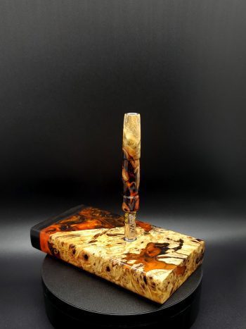 This image portrays Halloween Special-Buckeye Burl Hybrid-XL Dynavap Stem by Dovetail Woodwork.