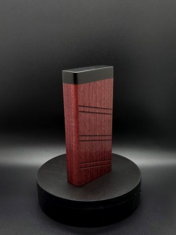 This image portrays 2G-XL Stash-Purpleheart/Ebony Wood-Dynavap Case by Dovetail Woodwork.