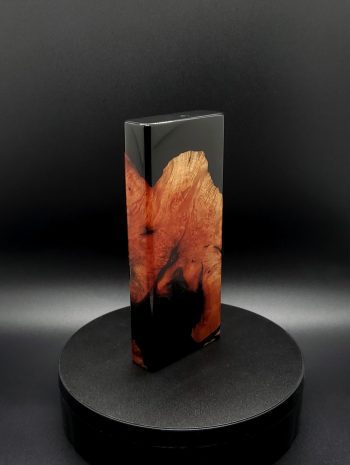 This image portrays 2G-XL Stash-Manzanita Burl/Slim Black Hybrid-Dynavap Case by Dovetail Woodwork.