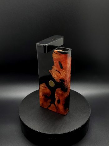 This image portrays 2G-XL Stash-Manzanita Burl/Slim Black Hybrid-Dynavap Case by Dovetail Woodwork.