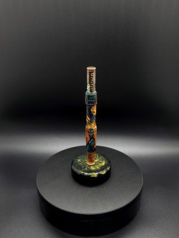 This image portrays Luminescent Cosmic Series-Buckeye Burl Hybrid-XL Dynavap Stem by Dovetail Woodwork.