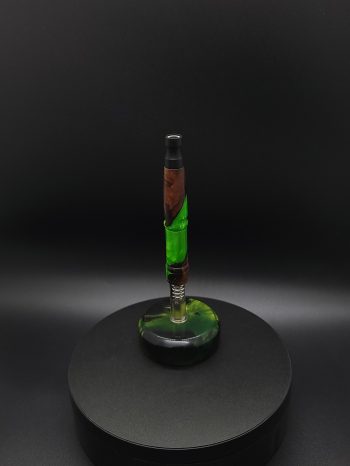 This image portrays Twisted Series-Cosmic Green Hybrid-XL Dynavap Stem by Dovetail Woodwork.