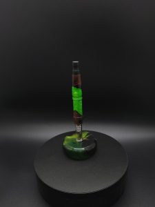 This image portrays Twisted Series-Cosmic Green Hybrid-XL Dynavap Stem by Dovetail Woodwork.