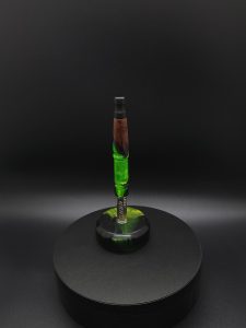 This image portrays Twisted Series-Cosmic Green Hybrid-XL Dynavap Stem by Dovetail Woodwork.