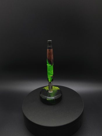 This image portrays Twisted Series-Cosmic Green Hybrid-XL Dynavap Stem by Dovetail Woodwork.