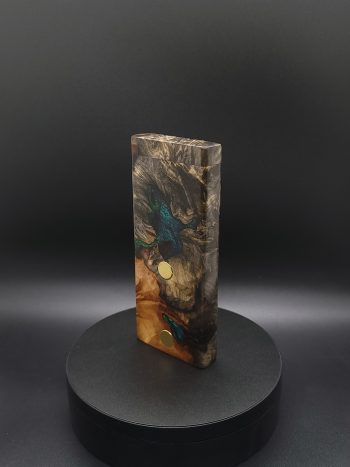 This image portrays 2G-Stash-Buckeye Burl Hybrid-Dynavap Case by Dovetail Woodwork.