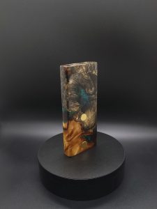 This image portrays 2G-Stash-Buckeye Burl Hybrid-Dynavap Case by Dovetail Woodwork.