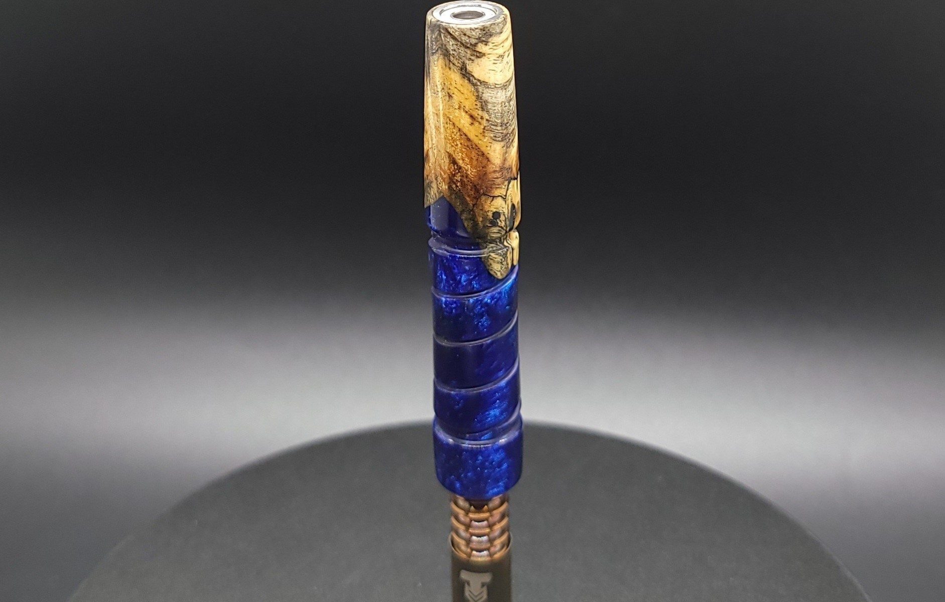 This image portrays Twisted Stems Series-Burl Hybrid-XL Dynavap Stem by Dovetail Woodwork.