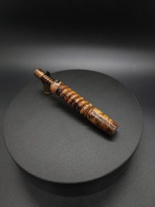 This image portrays Twisted Stems Series-Maple Burl-XL Dynavap Stem by Dovetail Woodwork.